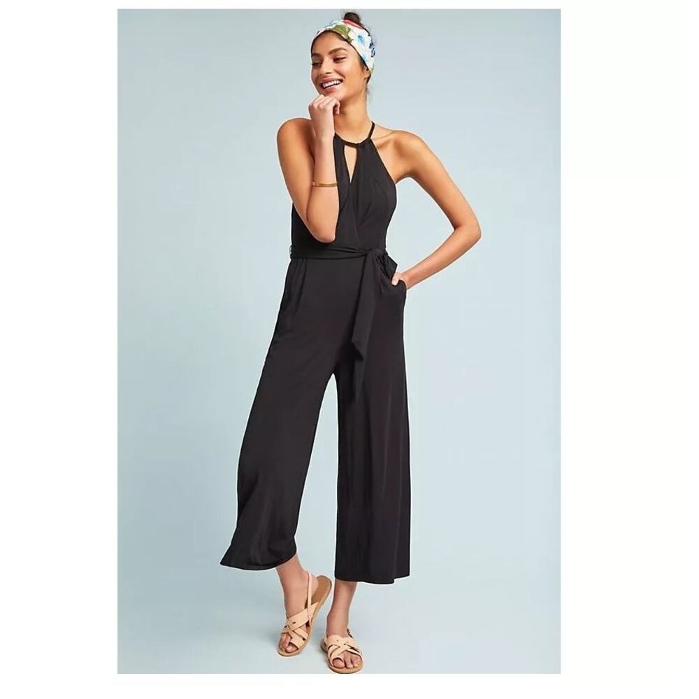 Anthropologie Maeve Corinna Wide Leg Jersey Jumpsuit – Black – Size XS
